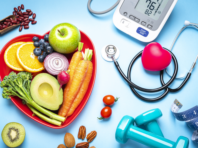 Healthy food and GP equipment